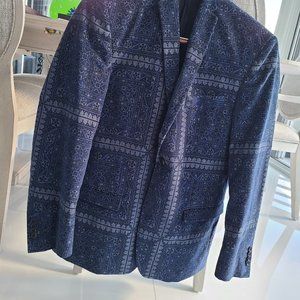 David Naman  Navy Blue prints  cotton Velvet  Men's jacket blazer  54 (US42)
